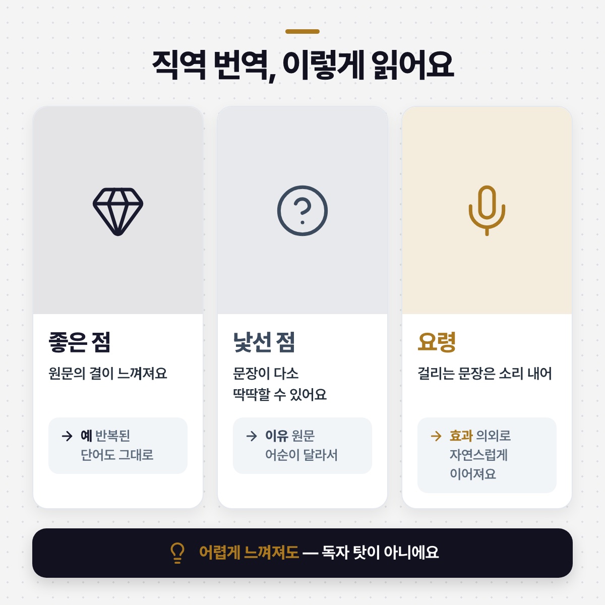 「직역 — 원문의 모양을 따라가는 번역」 대목을 설명하는 그림